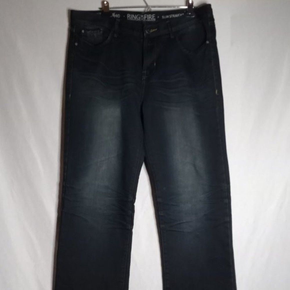 Ring Of Fire Slim Straight Easy St Indigo Blue Denim Men's Jeans Size 38x30